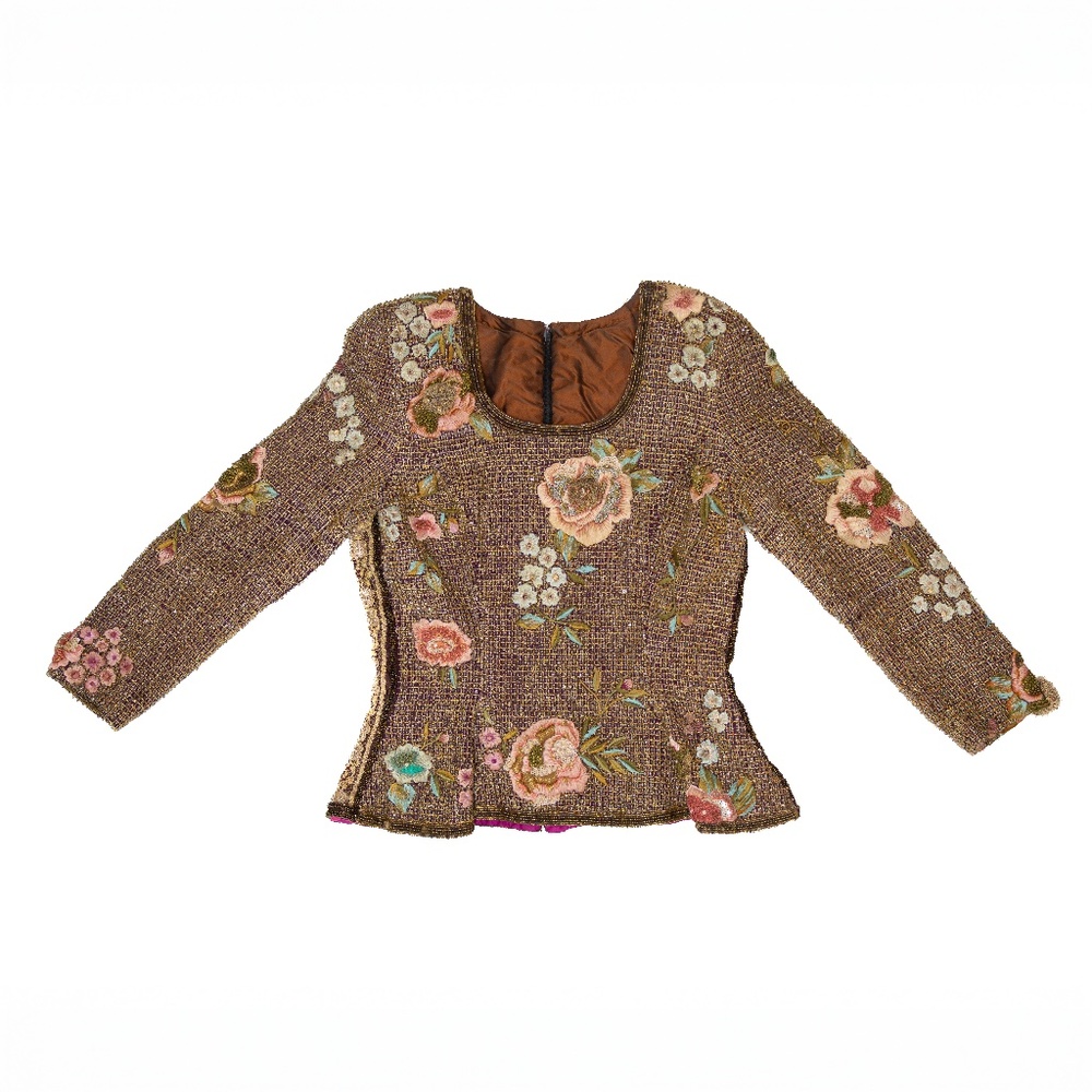 Rare Vintage Hand-Embroidered Beaded Floral Couture Jacket